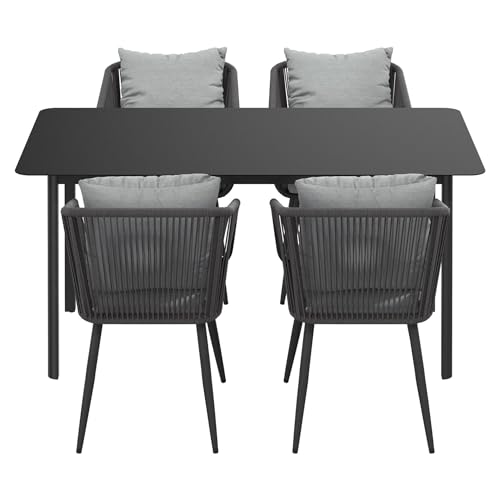 OUTLIV. Alex Gartenmöbelset 5-TLG. mit Gartentisch 160x90 cm, Moderne Sitzgruppe für Ihren Außenbereich mit Tischplatte aus Aluminium von OUTLIV