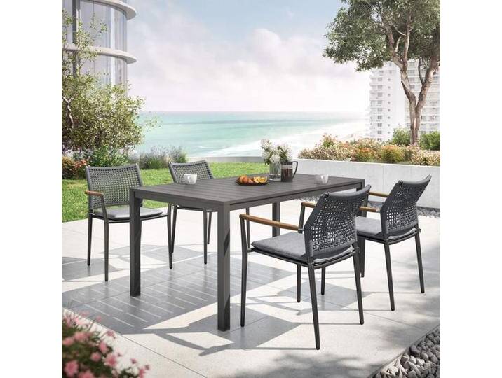 OUTLIV. Aruba Gartenmöbel-Set M (4 Plätze) Tisch 155x90cm Dunkelgrau Hellgrau von OUTLIV