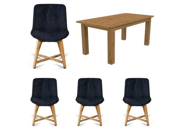 OUTLIV. Clovelly Gartenmöbelset 5-tlg. Tisch 180x90cm Schwarz Natur von OUTLIV