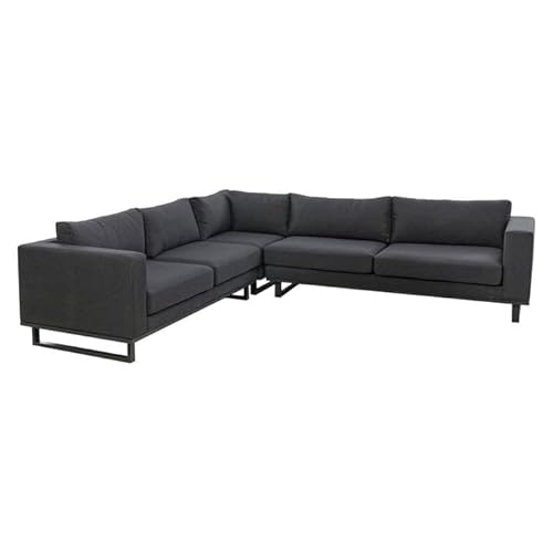 OUTLIV. Ecklounge Sofa Miami Outdoor L-Form Sunbrella wetterfest wasserabweisend 290x290cm Anthrazit/Sooty Aluminium von OUTLIV