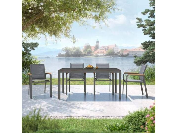 OUTLIV. Florenz Gartenmöbel-Set M (4 Plätze) Tisch 160x90cm Dunkelgrau von OUTLIV