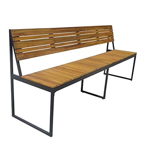 OUTLIV. Gartenbank Floris 3-Sitzer Stahl/Akazie, robust & pflegeleicht, Rückenlehne, wetterfest, 200x49,5x82,5 cm, Akazie Teaklook von OUTLIV