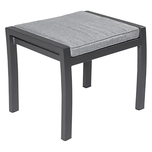 OUTLIV. Gartenhocker Perth Aluminium Kunstfaser wetterfest mit Kissen hellgrau Silber anthrazit 59x50x46 cm von OUTLIV