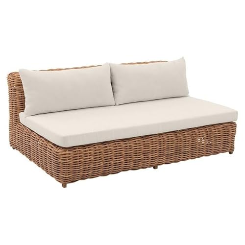 OUTLIV. Gartenloungesofa Versailles Aluminium Polyrattan Spunpolyester 3-Sitzer Cream Natur 180x120x76 cm von OUTLIV