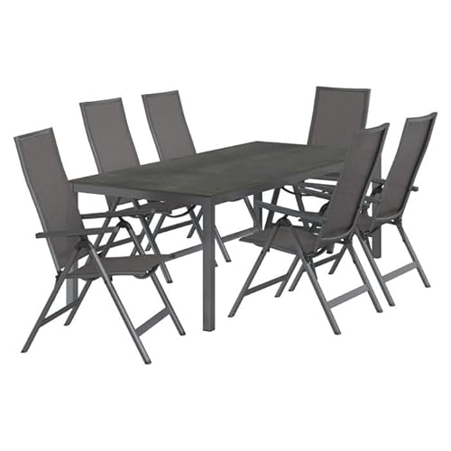 OUTLIV. Gartenmöbel Set Jacob 7-teilig Rechteckig Aluminium Textilene HPL 6 Klappsessel Dunkelgrau 220x100cm OUTLIV. Gartenmöbel Set Jacob 7-teilig Rechteckig Aluminium Textilene HPL 6 Klappsessel Dunkelgrau 220x100cm von OUTLIV