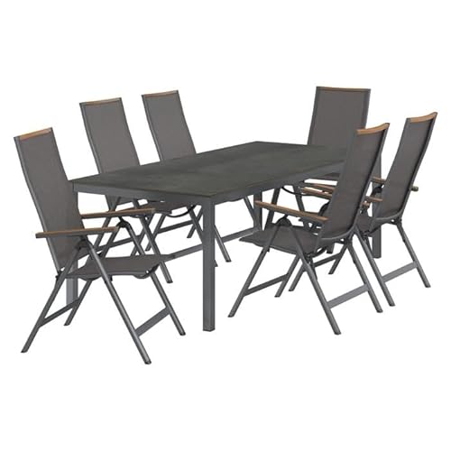 OUTLIV. Gartenmöbel Set Jacob Aluminium Textilene 6 Klappsessel Tisch 220x100 cm HPL Zementoptik dunkelgrau anthrazit Holzoptik OUTLIV. Gartenmöbel Set Jacob Aluminium Textilene 6 Klappsessel Tisch 220x100 cm HPL Zementoptik dunkelgrau anthrazit Holzoptik von OUTLIV