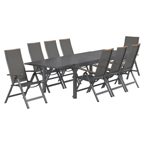 OUTLIV. Gartenmöbel Set Jacob XL Aluminium Textilene verstellbare Rückenlehne 8 Personen anthrazit dunkelgrau 200-320x100x75 cm OUTLIV. Gartenmöbel Set Jacob XL Aluminium Textilene verstellbare Rückenlehne 8 Personen anthrazit dunkelgrau 200-320x100x75 cm von OUTLIV