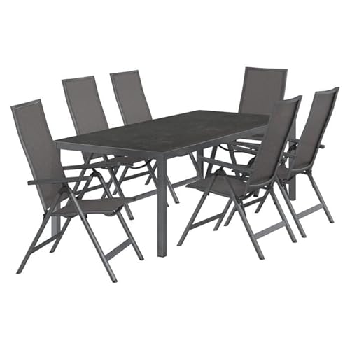 OUTLIV. Gartenmöbel Set Jacob rechteckig Aluminium Textilene dunkelgrau klappbar 6 Sitze Glasplatte 220x100cm OUTLIV. Gartenmöbel Set Jacob rechteckig Aluminium Textilene dunkelgrau klappbar 6 Sitze Glasplatte 220x100cm von OUTLIV