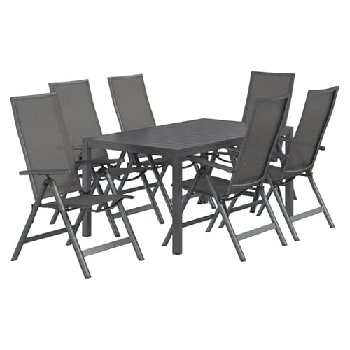 OUTLIV. Gartenmöbel Set Jacob rechteckig Aluminium wetterfest klappbar 6 Sitzplätze Textilene dunkelgrau 155x90cm OUTLIV. Gartenmöbel Set Jacob rechteckig Aluminium wetterfest klappbar 6 Sitzplätze Textilene dunkelgrau 155x90cm von OUTLIV