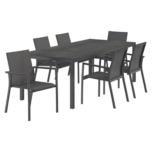 OUTLIV. Gartenset Lucca 6 Plätze Rechteckig Aluminium HPL wetterfest stapelbar Dunkelgrau 220x100 cm OUTLIV. Gartenset Lucca 6 Plätze Rechteckig Aluminium HPL wetterfest stapelbar Dunkelgrau 220x100 cm von OUTLIV