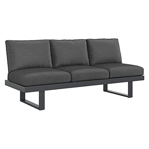 OUTLIV. Gartensofa Atlanta aus Aluminium/Olefin, abziehbarer Olefin-Bezug, Sitzhöhe 46 cm, 3-Sitzer, bis zu 360 kg Belastbar, 210x73x96 cm, Anthrazit von OUTLIV