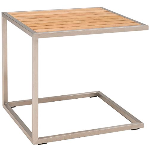 OUTLIV. Gartentisch Pasadena Beistelltisch 45x50x45cm Edelstahl/Teak Outdoor Tisch von OUTLIV