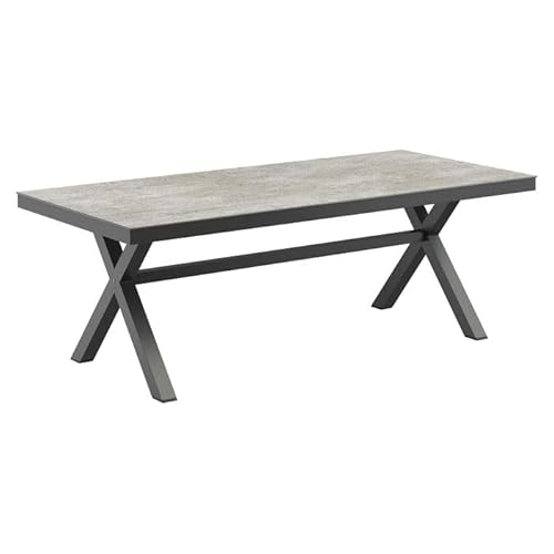 OUTLIV. Gartentisch X-Form Dektonplatte Keon Aluminium anthrazit wetterfest UV-beständig Kratzfest 8 Plätze 220x100x75,8 cm von OUTLIV