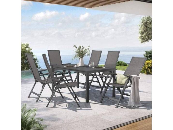 OUTLIV. Jacob Gartenmöbel-Set L verstellbar (6 Plätze) Tisch 155x90cm Dunkelgrau von OUTLIV
