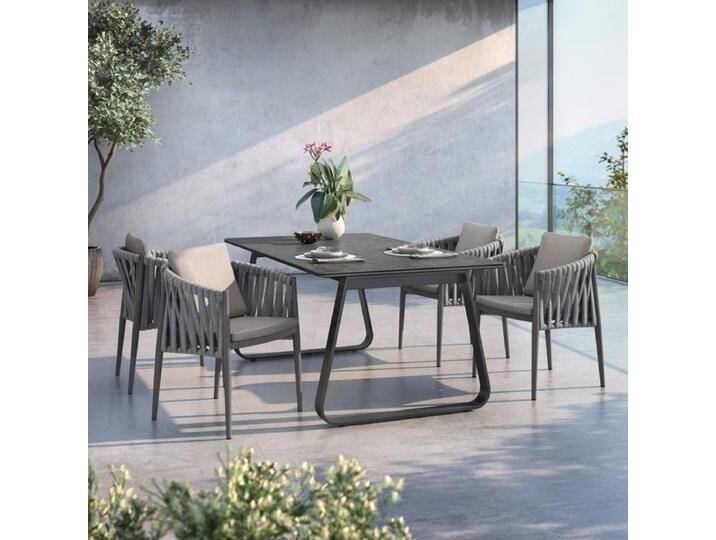 OUTLIV. Lena Gartenmöbel-Set M (4 Plätze) Tisch 180x100cm Dunkelgrau von OUTLIV