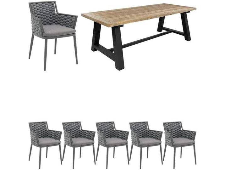 OUTLIV. Leon Gartenmöbelset 7-tlg. Tisch 240x100 cm Dunkelgrau von OUTLIV