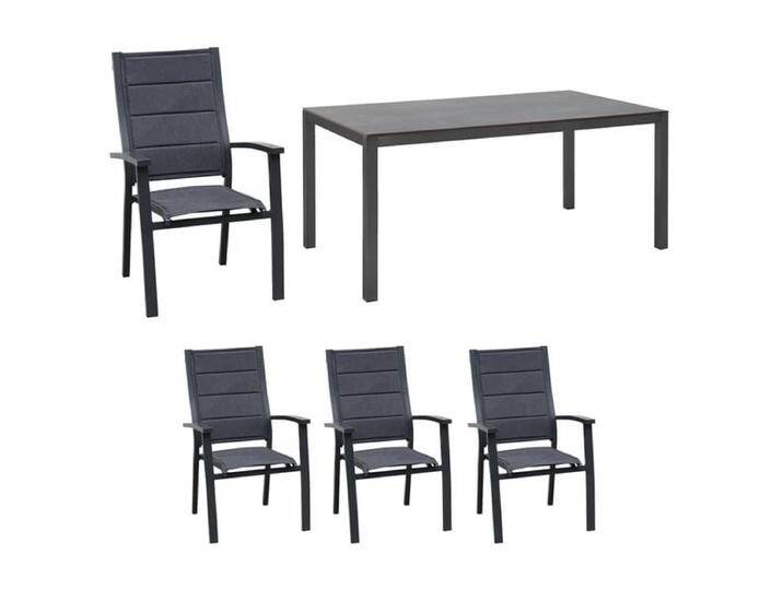 OUTLIV. London Gartenmöbelset 5-tlg.Tisch 160x90cm Dunkelgrau von OUTLIV