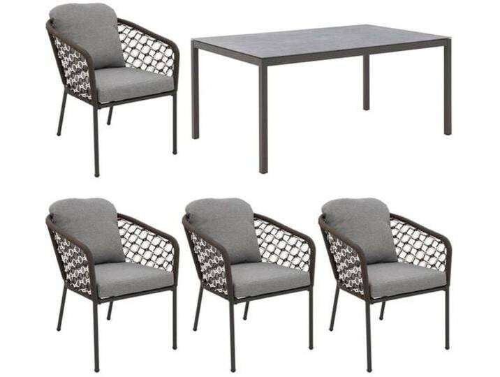 OUTLIV. Mali Gartenmöbel-Set M (4 Plätze) Tisch 160x100cm Dunkelgrau Hellgrau von OUTLIV