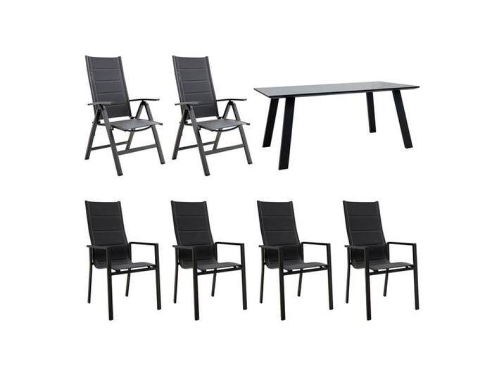 OUTLIV. Melbourne Gartenmöbel-Set L verstellbar (6 Plätze) Tisch 180x90cm Dunkelgrau Hellgrau von OUTLIV