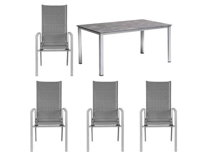 OUTLIV. Melbourne Gartenmöbel-Set M (4 Plätze) mit Kettler Tisch 160x90cm Dunkelgrau Hellgrau von OUTLIV