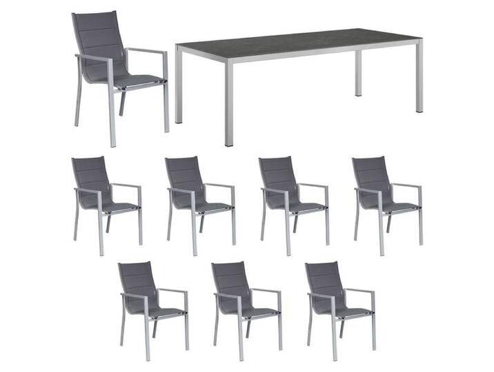 OUTLIV. Melbourne Gartenmöbel-Set XL (8 Plätze) Tisch 220x100cm Dunkelgrau Hellgrau von OUTLIV