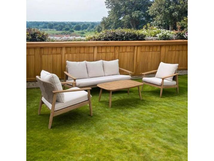 OUTLIV. Noemi Loungeset inkl. Loungetisch Akazie/Rope/Polyester Natur von OUTLIV