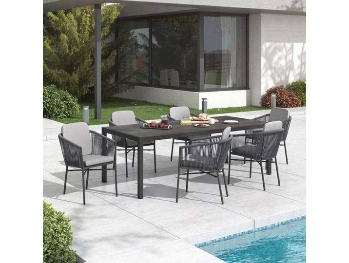 OUTLIV. Ohio Gartenmöbel-Set L (6 Plätze) Tisch 220x100cm Dunkelgrau Hellgrau von OUTLIV