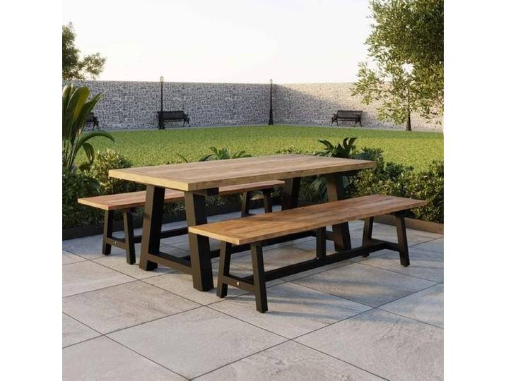 OUTLIV. Omaha Gartenmöbel-Set L (6 Plätze) Tisch 200x100cm Natur Dunkelgrau von OUTLIV