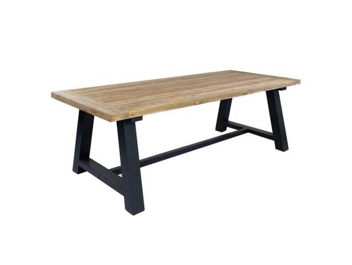 OUTLIV. Omaha Gartentisch 240x100cm Aluminium/Teak Natur Dunkelgrau von OUTLIV