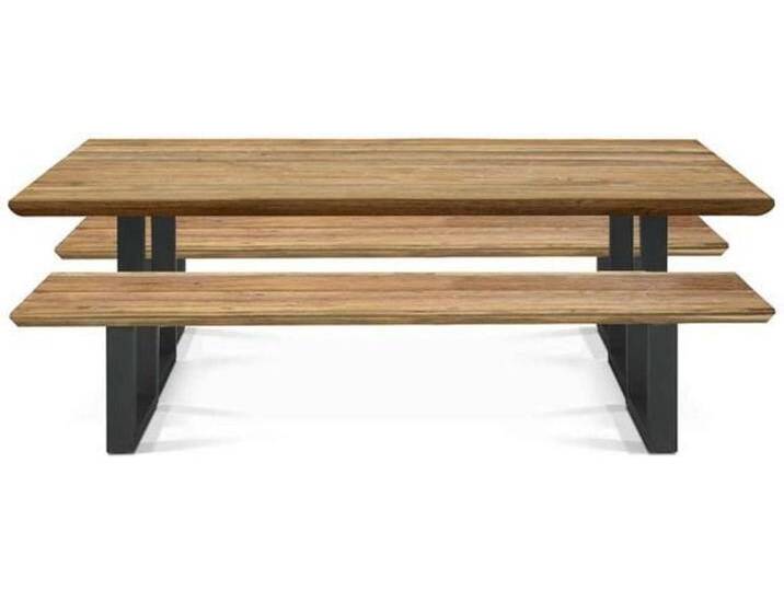 OUTLIV. Orlando Gartenmöbel-Set XL (8 Plätze) Tisch 240x100cm Natur Dunkelgrau von OUTLIV