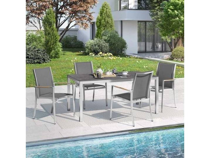 OUTLIV. Oviedo Gartenmöbel-Set M (4 Plätze) Tisch 160x90cm Dunkelgrau Hellgrau von OUTLIV