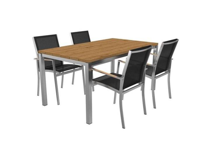 OUTLIV. Oviedo Gartenmöbel-Set M (4 Plätze) Tisch 160x90cm Schwarz Hellgrau von OUTLIV