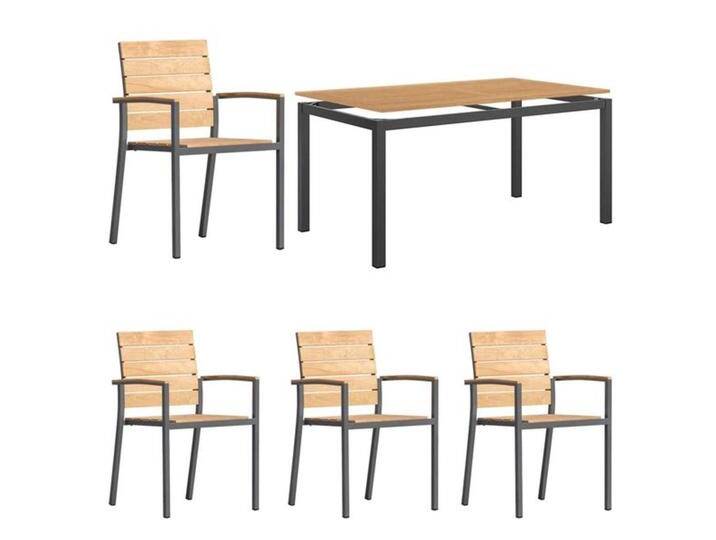OUTLIV. Pamplona Gartenmöbel-Set M (4 Plätze) Tisch 160x90cm Natur Dunkelgrau von OUTLIV