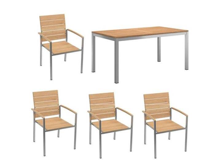 OUTLIV. Pamplona Gartenmöbel-Set M (4 Plätze) Tisch 160x90cm Natur Hellgrau von OUTLIV