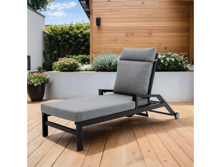 OUTLIV. Perth Gartenliege verstellbar Aluminium/Polyester Dunkelgrau Hellgrau von OUTLIV