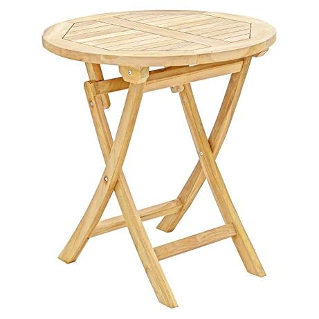 OUTLIV. Portland Klapptisch,Durchmesser 70 cm, mit Gestell und Tischplatte aus hochwertigem Teakholz von OUTLIV