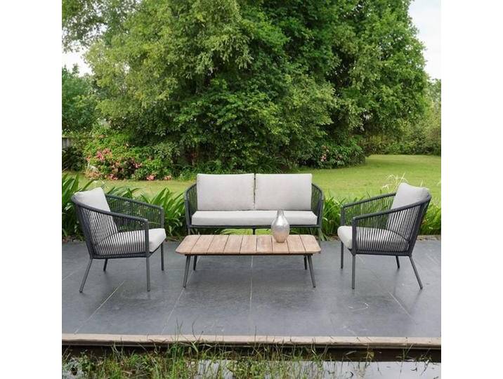 OUTLIV. Reims Loungeset inkl. Loungetisch Stahl/Rope Dunkelgrau Hellgrau von OUTLIV