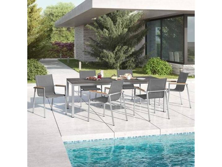 OUTLIV. Rimini Gartenmöbel-Set L (6 Plätze) Tisch 220x100cm Schwarz Dunkelgrau Hellgrau von OUTLIV