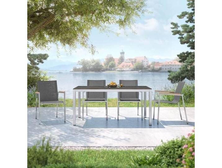 OUTLIV. Rimini Gartenmöbel-Set M (4 Plätze) Tisch 160x90cm Schwarz Dunkelgrau Hellgrau von OUTLIV
