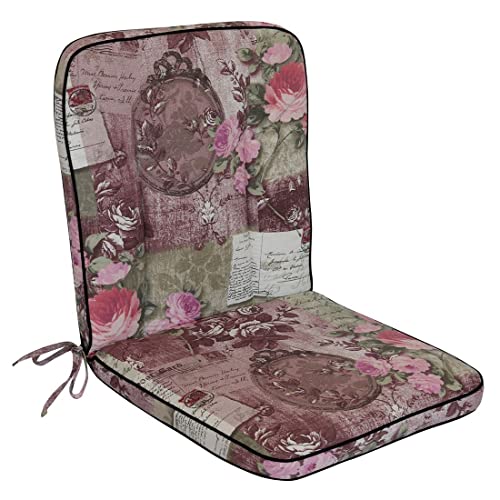 OUTLIV. Romeo Elegance Sesselauflage nieder, 90x40x5 cm, Sitz und Rückenkissen, Rosa Geblümt, Mischgewebe, hochwertige Sitzauflage für Gartensessel von OUTLIV.