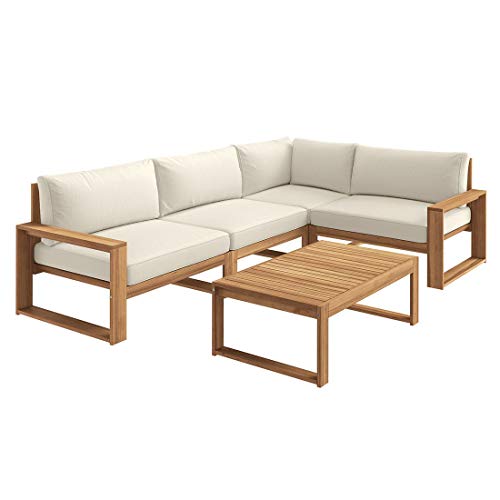 OUTLIV. Santa Cruz Loungeecke, Loungegruppe, Sitzecke, Gartenlounge aus Akazienholz mit 13 cm starken Polstern aus Polyester. 5tlg von OUTLIV