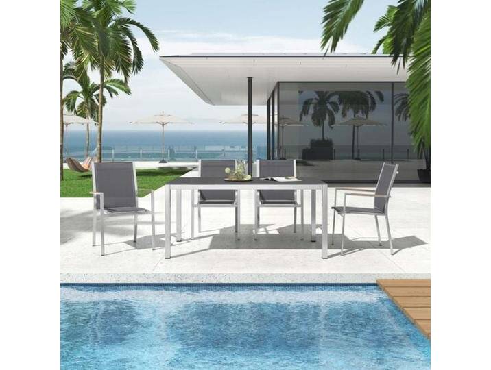 Zebra One Gartenmöbel-Set M (4 Plätze) mit OUTLIV. Tisch 160x90cm Dunkelgrau Hellgrau von OUTLIV