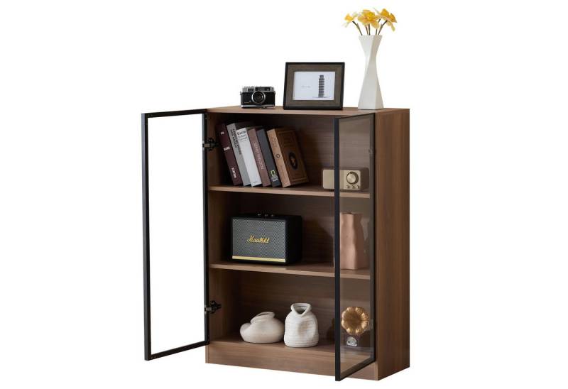 OUTMAX Glasvitrine Glasvitrine in Schwarz, Sammlervitrine, mit 3-stufigen Einlegeböden (Set, 1-St., Großer Stauraum, langlebiges und elegantes Erscheinungsbild) Länge 80 cm, Breite 32 cm, Höhe 106 cm von OUTMAX