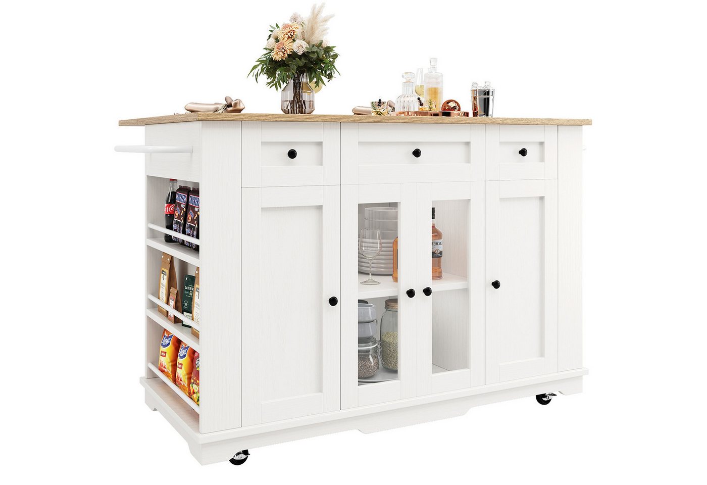 OUTMAX Küchenzeile Abnehmbare Trennwände, mit Arbeitsplatte, Holzmaserung, für Restaurant, (Set), Länge 151.5 cm, Breite 60 cm, Höhe 91.7 cm von OUTMAX