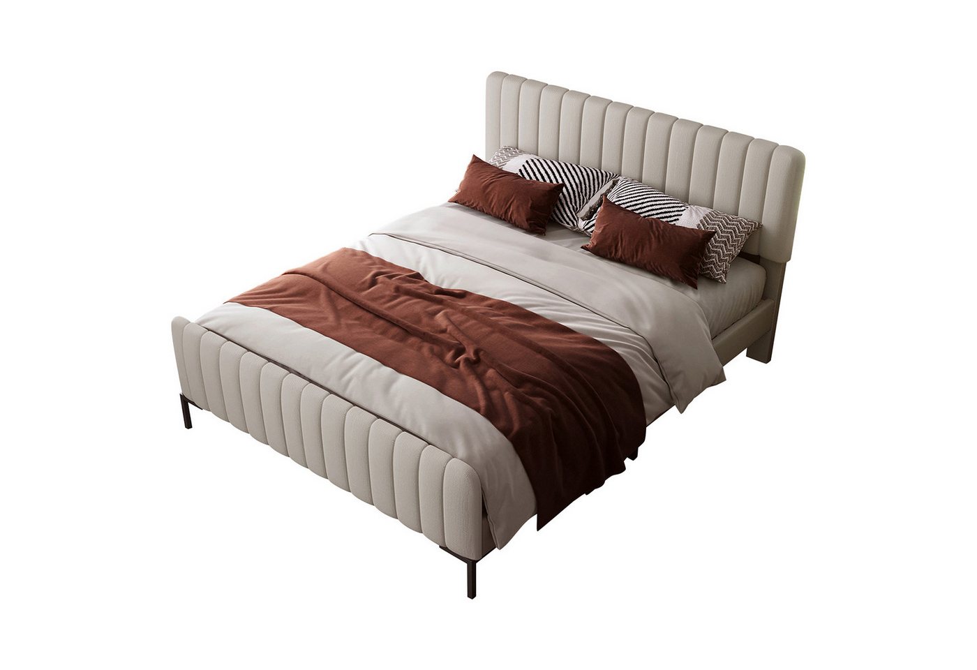 OUTMAX Polsterbett Doppelbett 160 x 200 cm, mit Lattenrost und Kopfteil, für Schlafzimmer (Set, 1-tlg), Höhenverstellbares Kopfteil von OUTMAX
