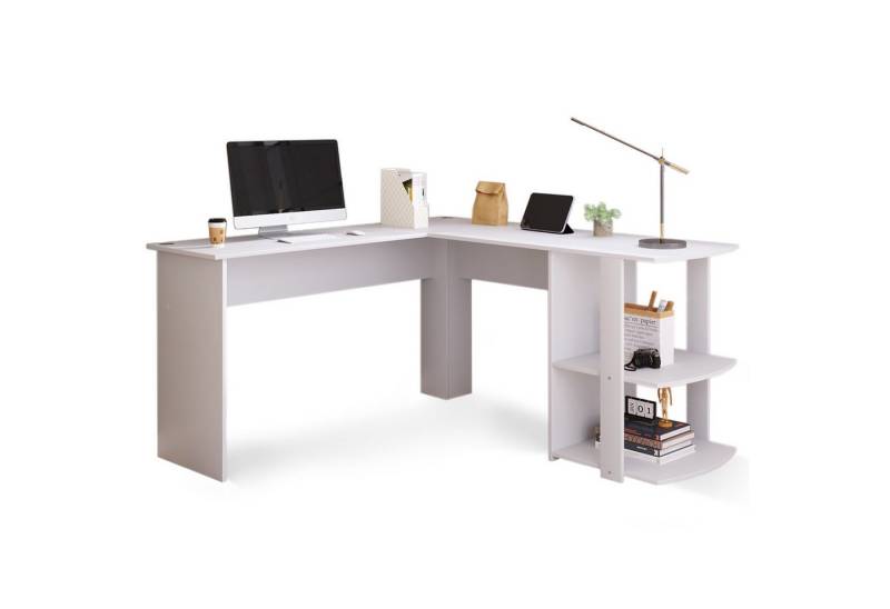 OUTMAX Schreibtisch L-förm Eckschreibtisch 140 CM Computertisch, mit 2 Ablagen (Set, 1-St., 1 L-förmiger Computertisch), Länge 140 cm, Breite 40 cm, Höhe 75 cm von OUTMAX