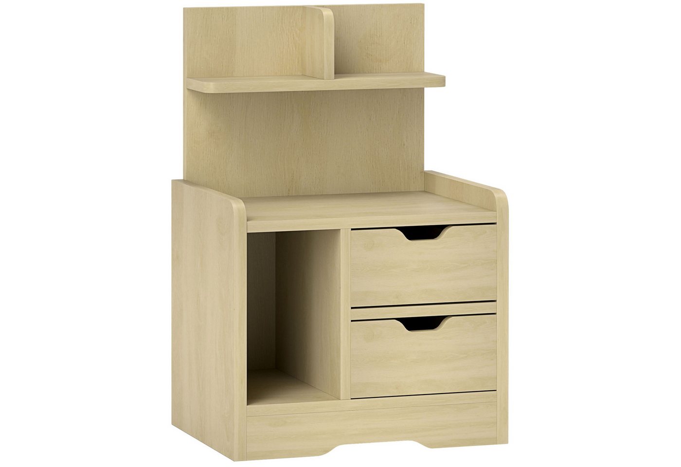 OUTMAX Schubkastenkommode Bettschrank mit 2 Schubladen, Schlafzimmer oder Wohnzimmer, Naturholz von OUTMAX