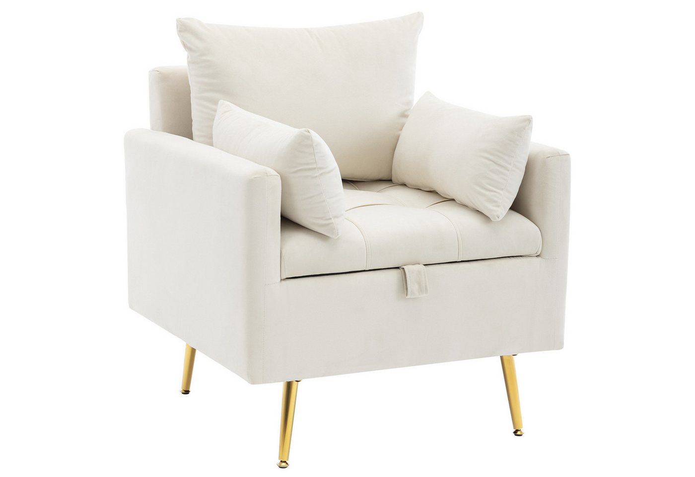 OUTMAX Sessel Moderner minimalistischer Samtstuhl, mit goldenen Metallbeinen (Set, 1-St., 1-teiliges Set inklusive Einzelsofa), mit Relaxfunktion von OUTMAX