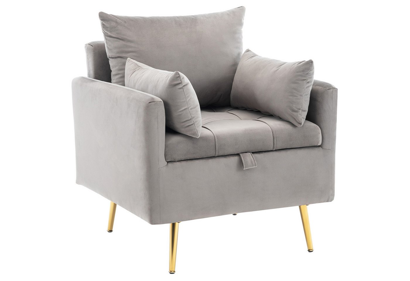 OUTMAX Sessel Moderner minimalistischer Samtstuhl, mit goldenen Metallbeinen (Set, 1-St., 1-teiliges Set inklusive Einzelsofa), mit Relaxfunktion von OUTMAX