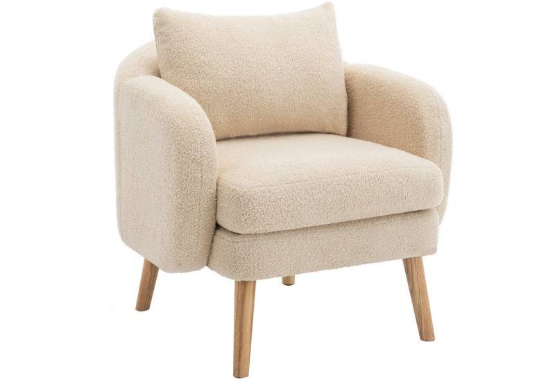 OUTMAX Sessel Moderner schlichter Teddy-Samt-Sessel mit Kissen, Massivholz-Beinstuhl (Set, 1-St., 1-teiliges Set, inklusive Einzelsofa), mit Relaxfunktion von OUTMAX